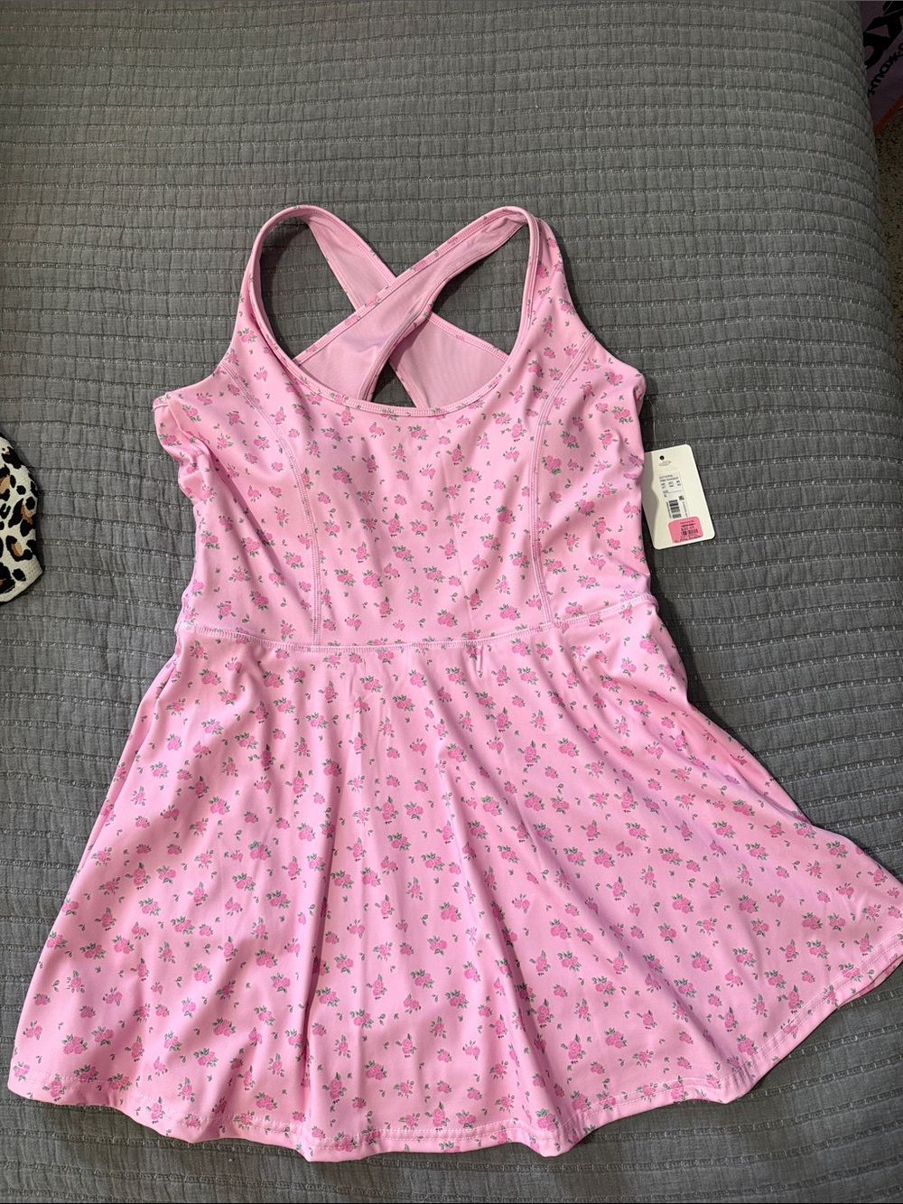 Pink Floral Crossback Skater Dress